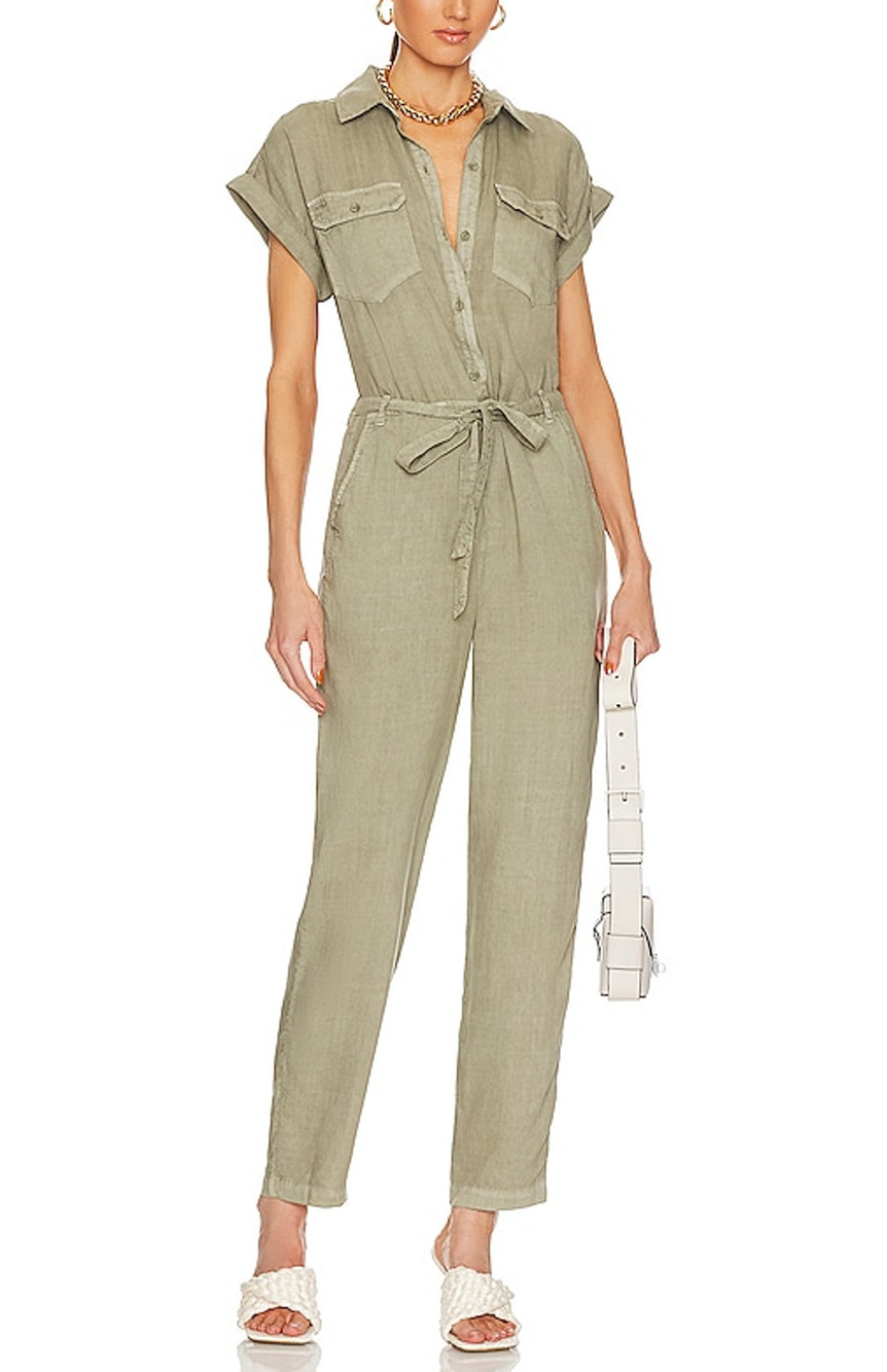 Bella Dahl Belted Sea Sage Patch Pocket Jumpsuit Size XS